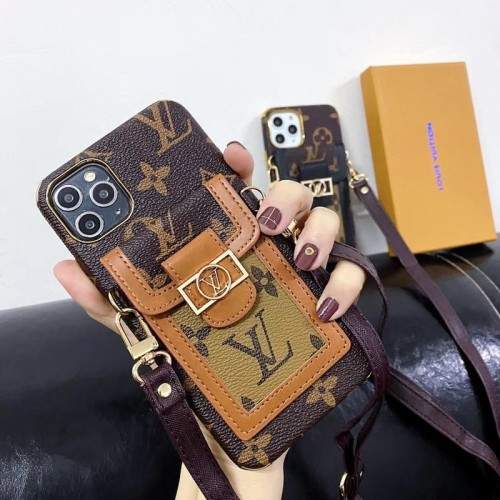 Hortory designer LV iPhone case with magnetic flip wallet card