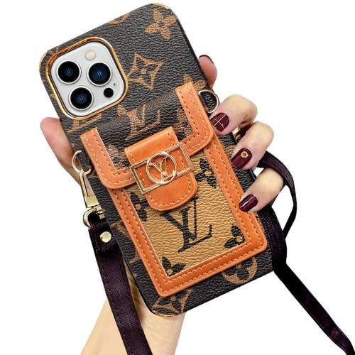 Hortory designer LV iPhone case with magnetic flip wallet card