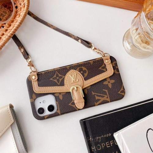 Hortory luxury leather iPhone case with card holder and hand strap