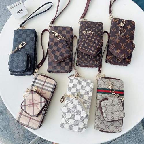 Hortory designer leather lv Airpods 3rd Case with 16.5 inch Neck Lanyard  Keychain and 6.3 inch Wristlet Strap