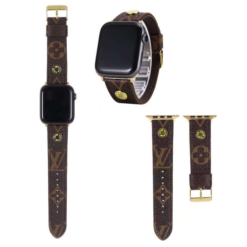 Hortory Classic Luxury Leather Watch Band with Gold Buckle Compatible with Apple  Watch 2 3 4 5 7 Series Watch Bands