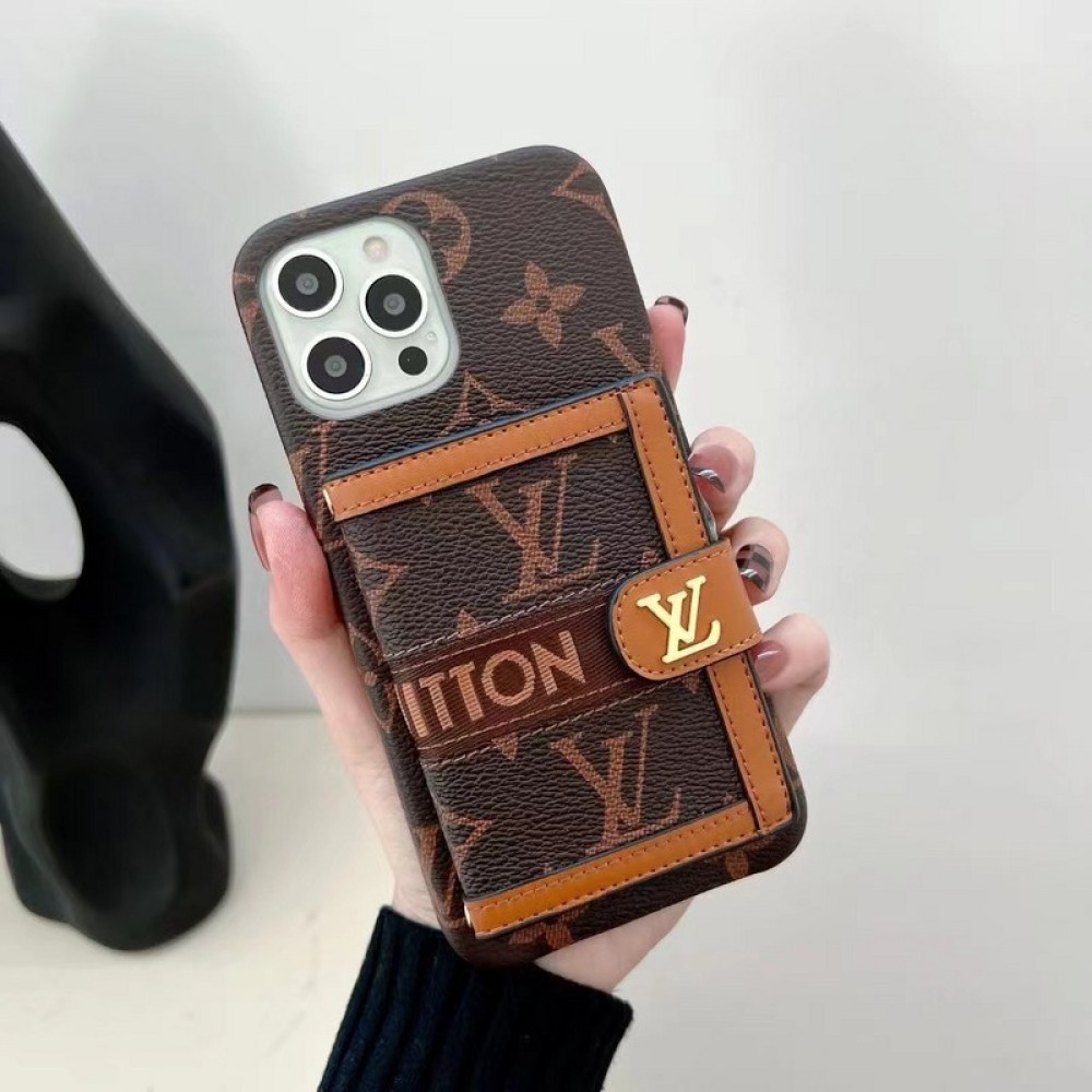 Hortory designer LV iPhone case with magnetic flip wallet card
