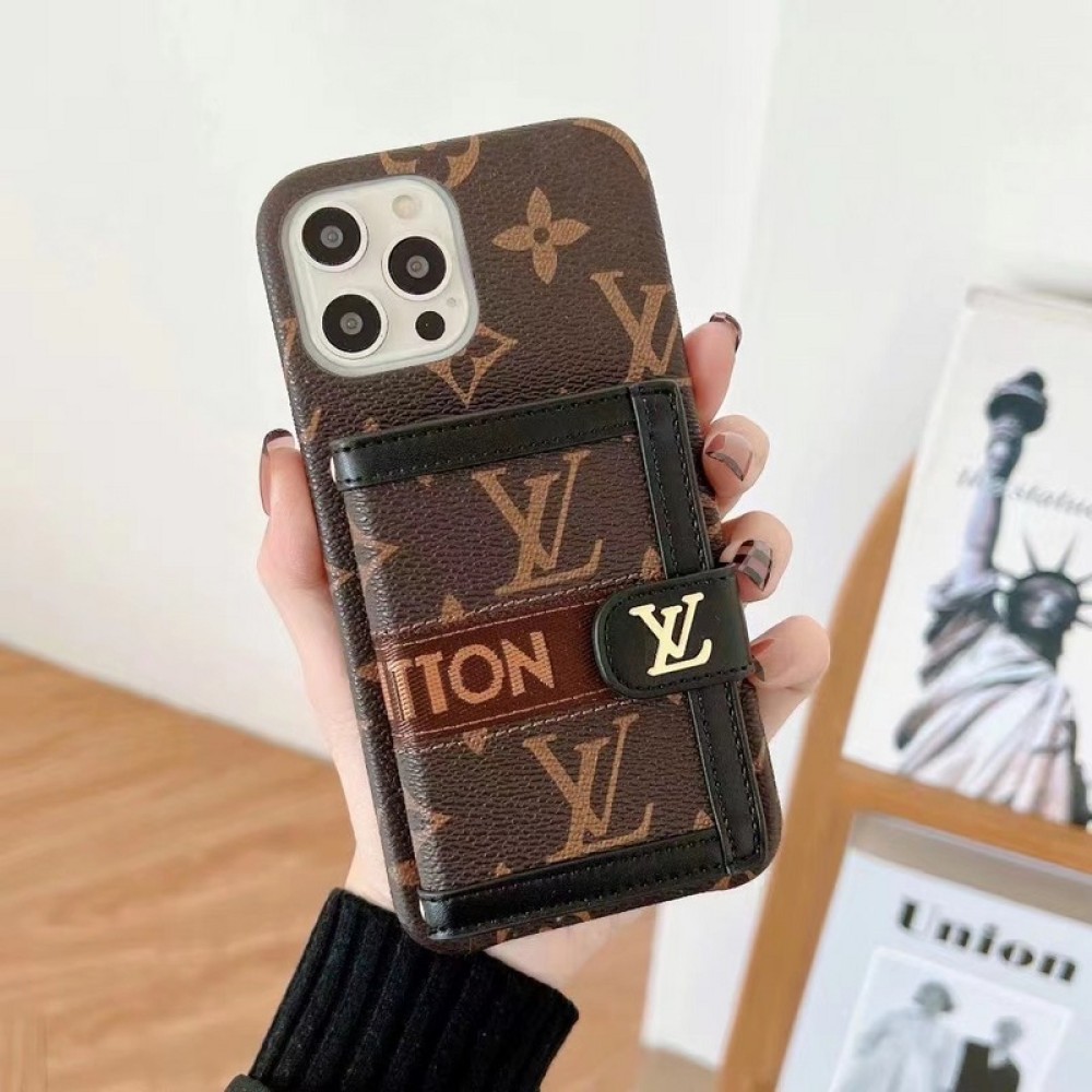 Hortory designer LV iPhone case with magnetic flip wallet card