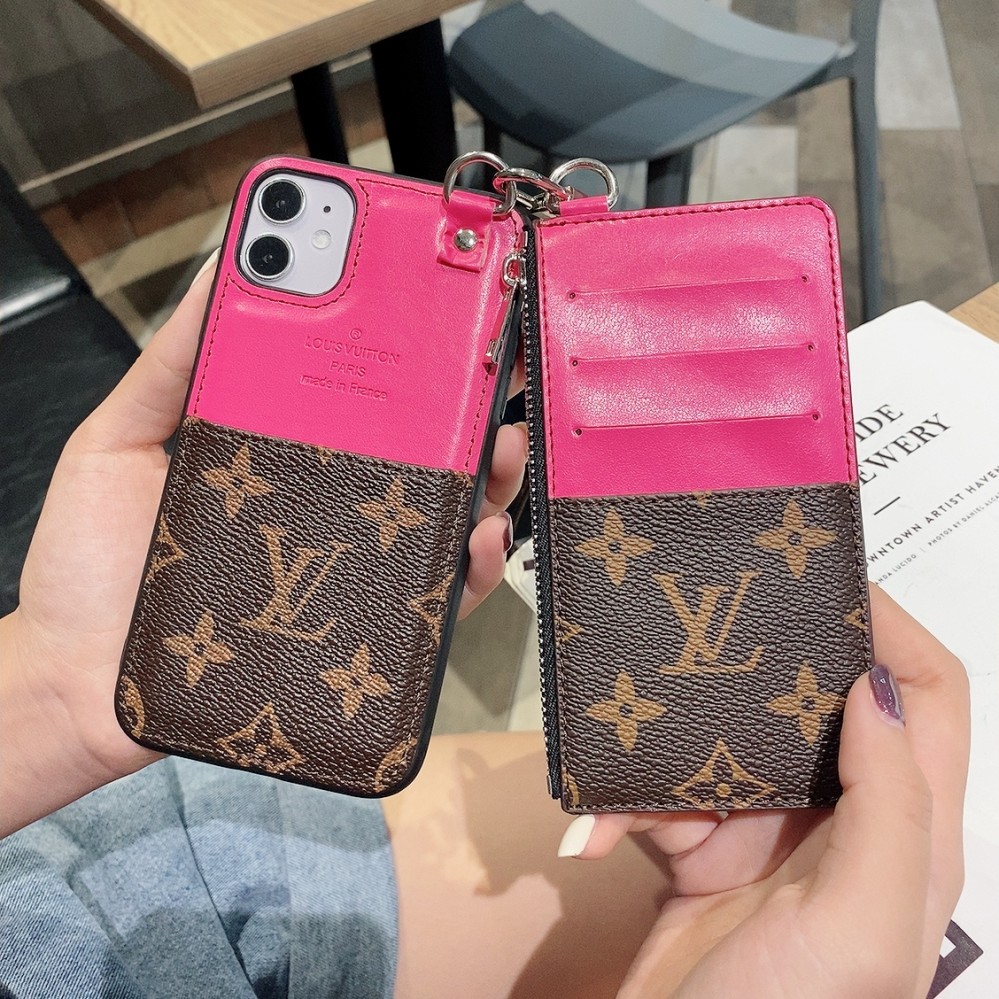 Hortory luxury leather iPhone case with card holder and hand strap phone  case for iphone 11 12 13 14 15 Pro max